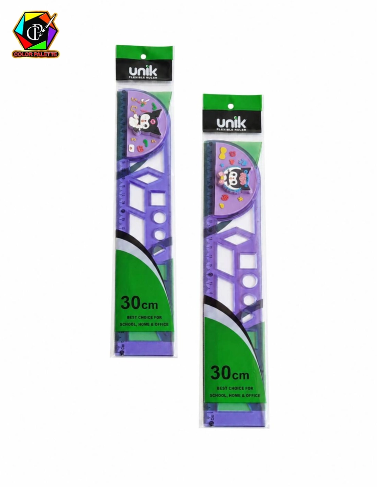 خط کش 30 سانت ژله ای شابلون دار چراغ دار یونیک(Unik)